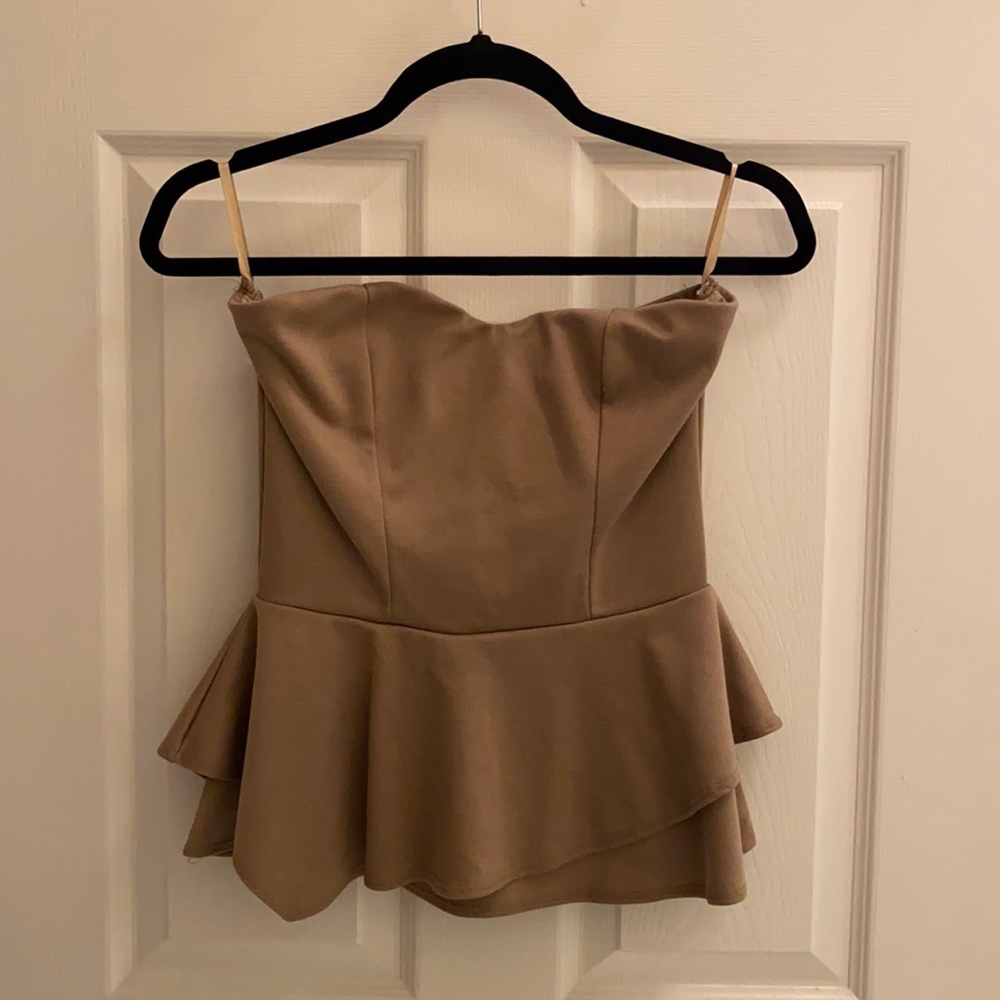 Arden B Brown Peplum Top